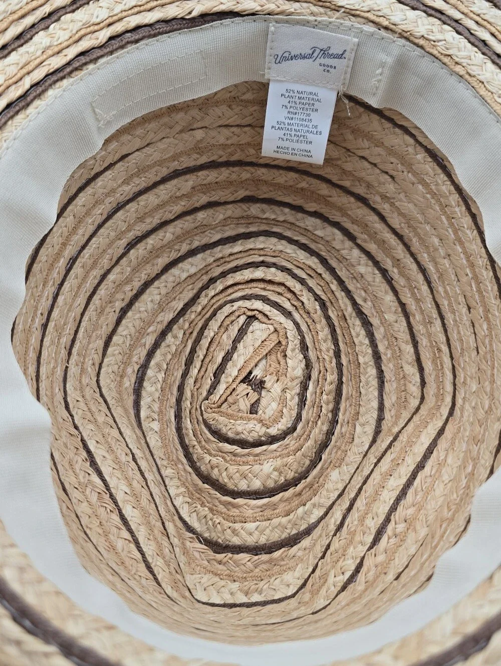 Women's Universal Thread Goods Co. Wide Brim Tan Brown Striped Sun Hat